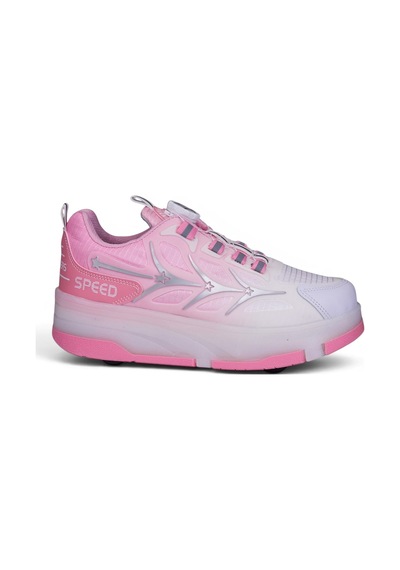 Nstil Unisex Yetişkin Çocuk Spor Ayakkabı Akıllı Bağcıklı Çıkarılabilen Patenli Işıklı Sneaker 003 Pembe