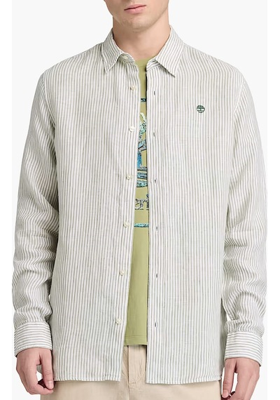 Timberland Mill Brook Linen Striped Regular Erkek Gömlek-33346 Açık Yeşil