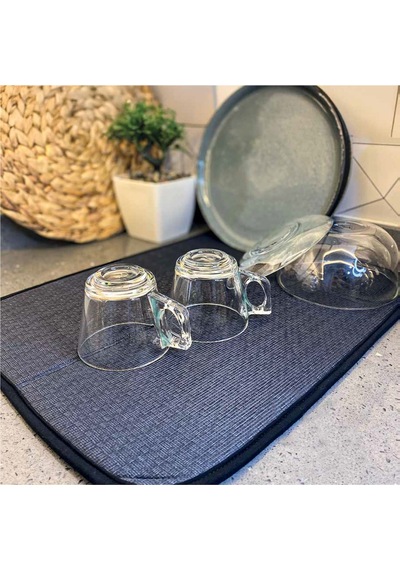 2 Adet Bulaşık Matı Süper Emici Bulaşık Kurutma Matı Tezgah Üstü Bulaşık 45x35cm Akrilik Gri Diğer
