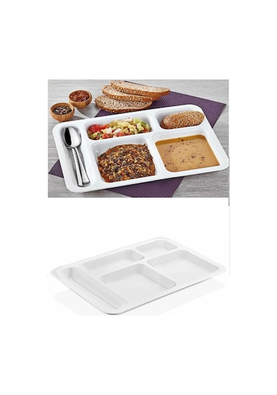 Büro Ev Ofis Mutfağı İçin 40x28cm 5bölme 10adet Tekli Kırılmaz Tabldot Tabak Seti
