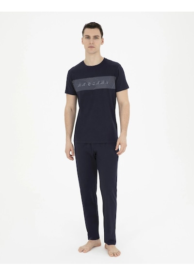 Pierre Cardin 6050 Erkek Kısa Kollu Penye Pijama Takımı Lacivert