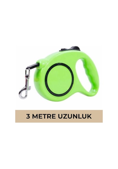 Makaralı Köpek Gezdirme Tasması Yeşil Siyah 3mt Çok Renkli