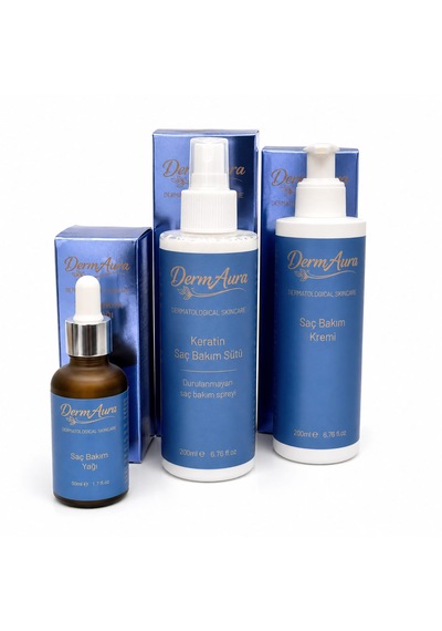 Dermaura Premium Saç Onarım Seti Keratin Saç Bakım Sütü + Saç Bakım Yağı + Onarıcı Saç Bakım Kremi