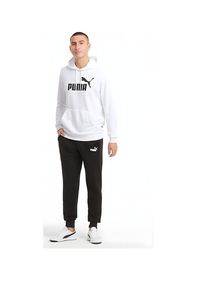 Puma Essential Big Logo Gri Erkek Sweatshirt Beyaz
