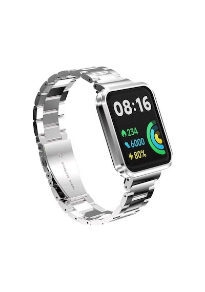 Xiaomi Redmi Watch 2 Lite Uyumlu Krd-60 Metal Zore Kordon-gümüş-siyah