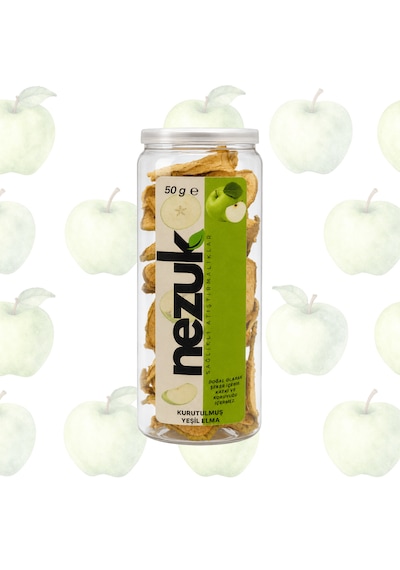 Nezuk Güneş Enerjisi İle Kurutulmuş Doğal Yeşil Elma-pet 50 G