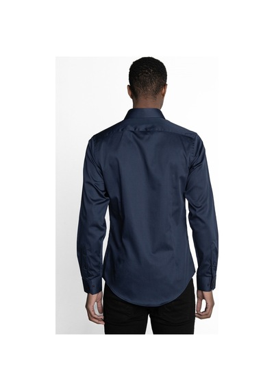 Tudors Slim Fit Koton Satenpremium Seri Erkek Lacivert Gömlek-24019-lacivert Lacivert