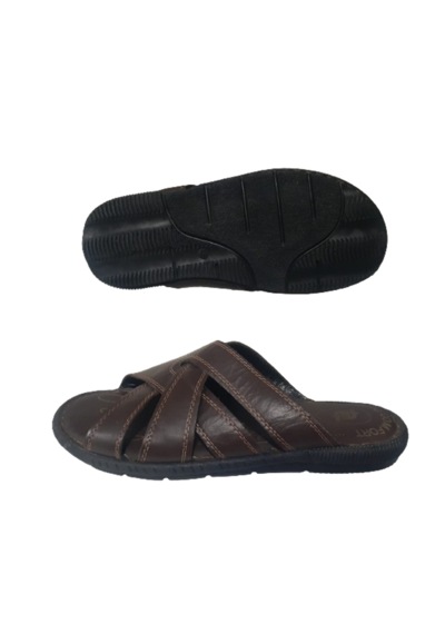 Hınıs Erkek Kahve Yumuşak Deri Dar Kalıp Günlük Şık Terlik Kahverengi
