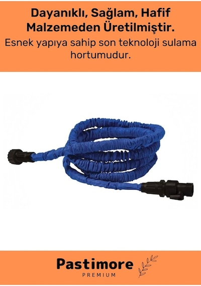 Dayanıklı Kırılmaz 3 Modlu Uzayan Bahçe Sulama Araç Yıkama Hortumu 30 Metre Mavi