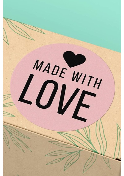 Pembe Kalpli Love Kargo Sticker 3x3cm St2176 Çok Renkli