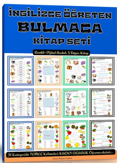 İngilizce Öğreten Bulmaca Kitabı 3 Kitaplık Süper Set