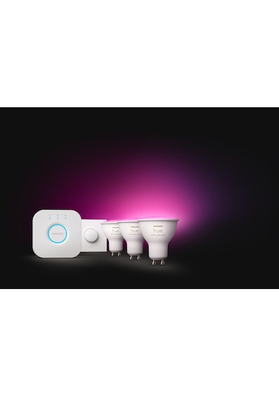 Philips HueWCA 4.3W GU10 Renkli Spot Akıllı Ampul 3'lü Başlangıç Seti (Butonlu)