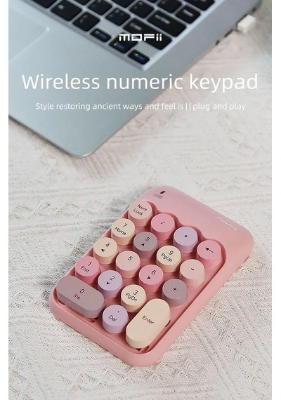 Renkli Daktilo Tarzı Vintage Kablosuz Wıreless Numeric Keypad 18 Tuşlu Sayısal Klavye Numpad