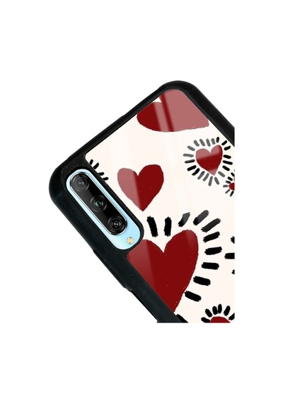 Huawei P Smart Pro Brush Heart Tasarımlı Glossy Telefon Kılıfı Siyah