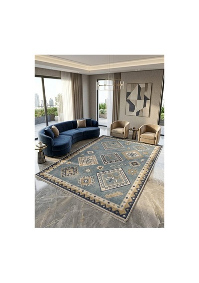 Dekoratif Halı Kaymaz Taban Leke Tutmaz Yıkanabilir Kilim Özel Ölçü Salon Halısı 3054 Çok Renkli
