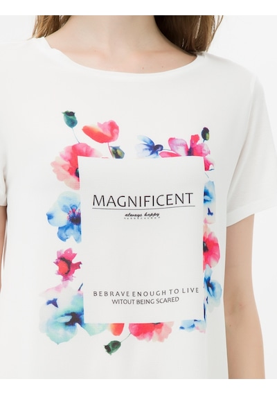 Koton Floral T-shirt Kırık Beyaz 7kak18228gk 7KAK18228GK001 Ekru
