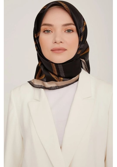 Armine Sura İpek Eşarp Siyah, Vizon