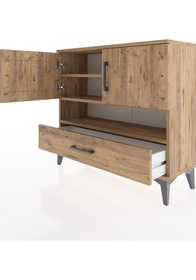 Arges Şifonyer 3 Raflı Tek Çekmeceli 2 Kapaklı 88x30x80 Çam-çam Çam
