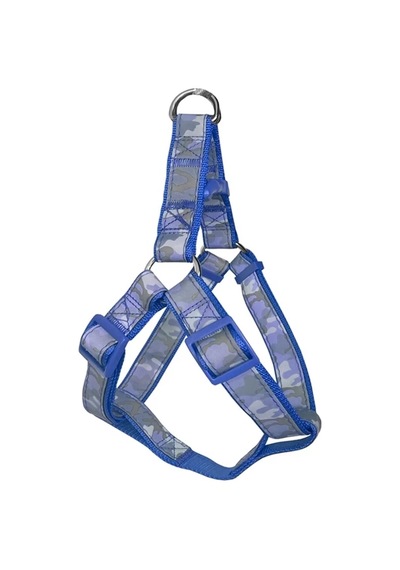 Markapet Reflektörlü Kamuflaj Desenli Köpek Göğüs Tasma Seti 120 CM 40-56 CM Mavi