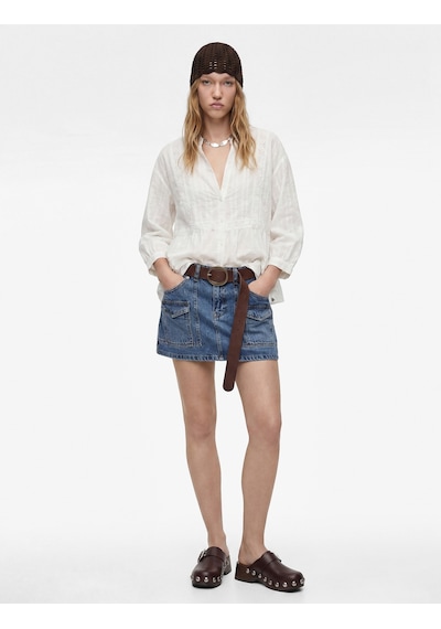 Koton Kargo Cepli Mini Denim Şort Etek Orta İndigo 6sal70031md