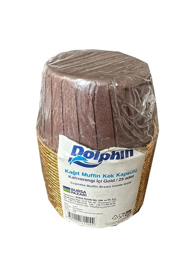 Dolphin Muffin Kağıt Karton Kahve Altın Cupcake Kek Kalıbı Kapsülü Kabı - 25 Adetlik 3 Paket