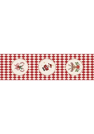 Ayrex Yılbaşı Temalı Dijital Baskılı Runner Örtüsü Christmas Kırmızı 40x140 Cm Genel