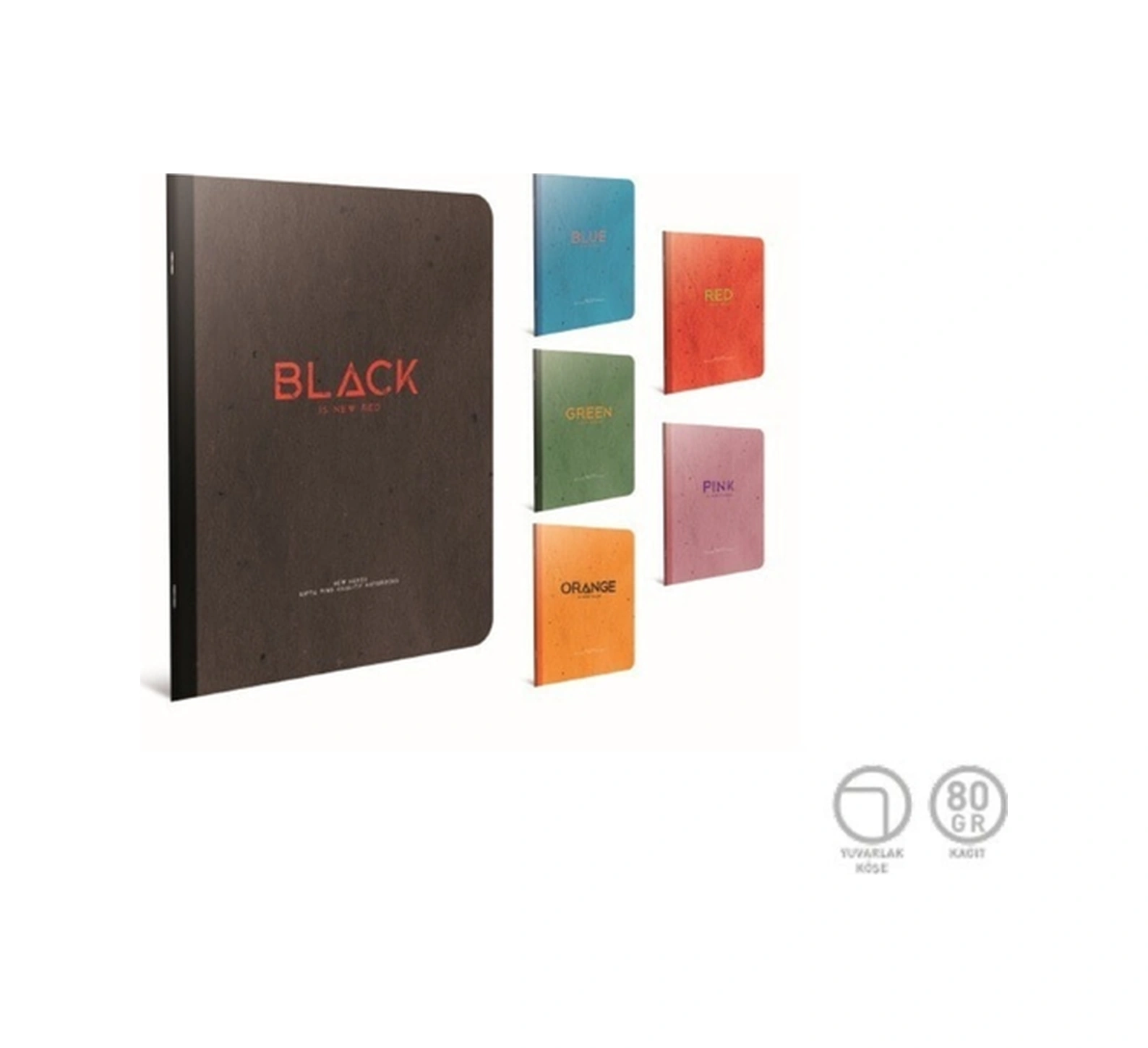 New Notes Tel Dikişli Karton Kapak Defter A4 80 Yaprak Çizgili 4 Lü Paket 4666 Karışık