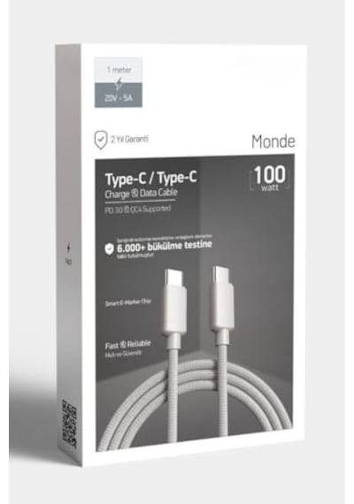 100w Örgülü Type C To Type C Spk-10 1mt Data Ve Şarj Kablosu Diğer