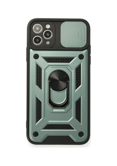 Apple iPhone Uyumlu  11 Pro Max Kılıf Pars Lens Yüzüklü Silikon -  Yeşil