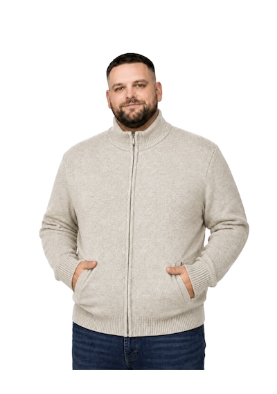 Battalmoda Erkek Büyük Beden Koyu Bej Hattush Dik Yaka Cepli Triko Hırka 3xl-4xl-5xl-6xl