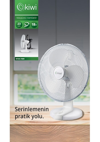 Kiwi KFAN-7609 9" 2 Kademeli 18W Masaüstü Vantilatör