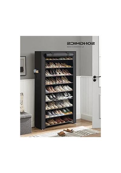 28x88x160 Cm Kapaklı 10 Katlı Ayakkabı Depolama Rafı, Metal Yapı, Siyah Açık Ceviz 28x88x160 Cm Kapaklı 10 Katlı Ayakkabı Depolama Rafı, Metal Yapı, Siyah Açık Ceviz