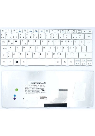 Acer Uyumlu Aspire One Zh9, 521, Notebook Klavyesi Beyaz Tr