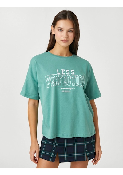 3SAL10122IK Koton Kadın T-shirt YEŞİL Yeşil