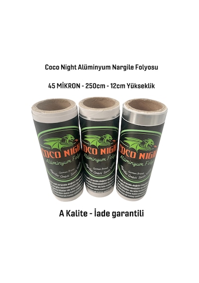 Coco Night 45 Mikron 5adet 250 CM Rulo Alüminyum Folyo, Nargile Folyosu Coco Night 45 Mikron 5adet 250 CM Rulo Alüminyum Folyo, Nargile Folyosu