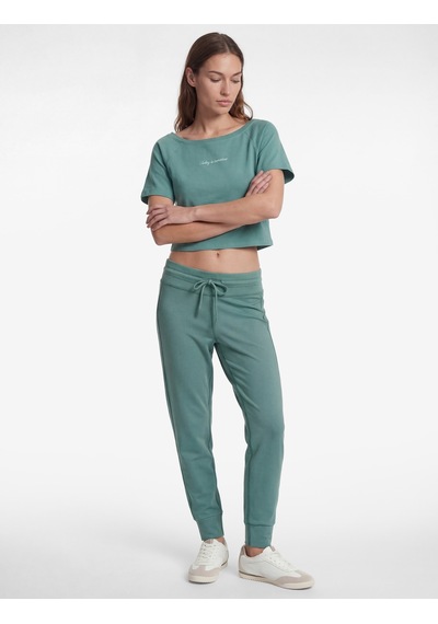 Koton Yüksek Bel Slim Fit Bağcıklı Spor Tayt Yeşil 6sak40182nk
