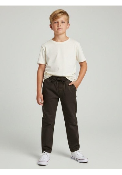 Zekids Erkek Çocuk Esnek Kumaş Beli Lastikli Pantolon-16399 Siyah