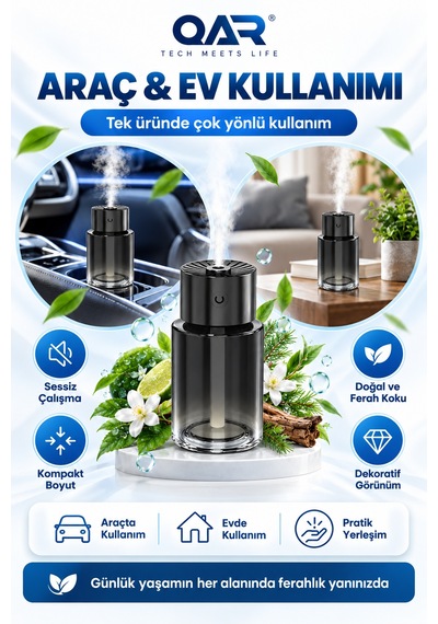 Araç İçi Aromalı Hava Nemlendirici Koku Yayıcı Aroma Difüzörü