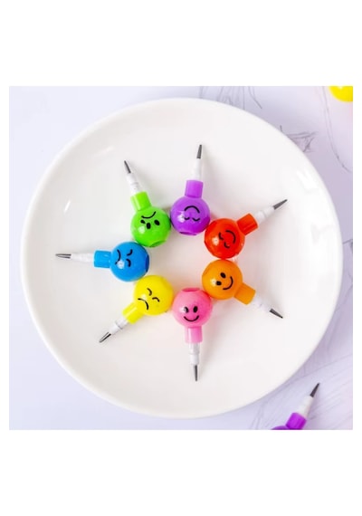 Emojili Yumurtlayan Kalem Seti 4'lü Renkli Ve Döngü Uçlu Eğlenceli Kalemler Çok Renkli