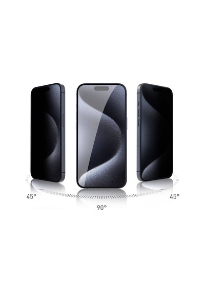 Apple  Uyumlu iPhone 15 Pro Zore Rika Premium Privacy Temperli Cam Ekran Koruyucu