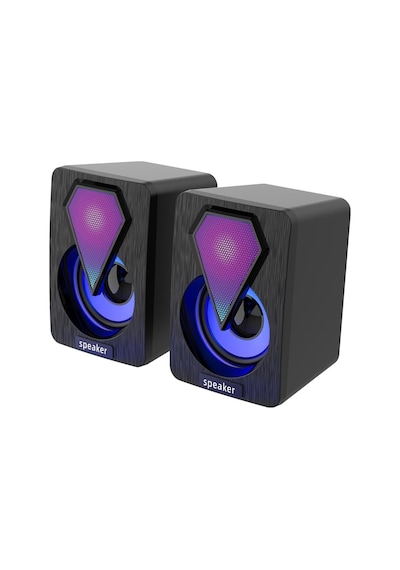 Mini Bilgisayar Hoparlörü Rgb Led Işıklı Gaming Oyuncu 3.5mm Jack Usb Speaker 1+1 Ses Sistemi