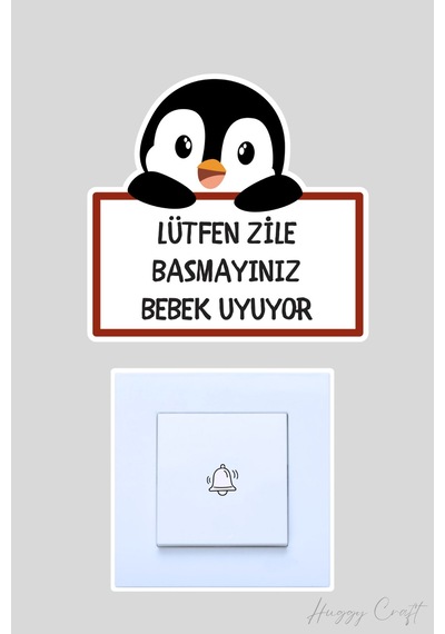Sevimli Penguen Sticker Bebek Uyuyor Kapı Zili Etiketi Standart