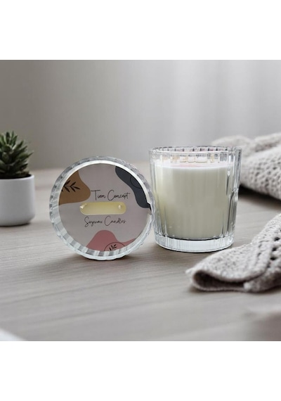 Tr Kokulu Mum - Şeffaf Cam Bardak Vanilya Kokulu Mum %100 Doğal Soya Mumu 210g, Vanilya Diğer