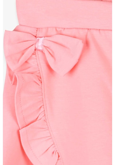 Breeze Kız Çocuk Etek Şort Fırfırlı Fiyonklu 1.5-5 Yaş, Somon