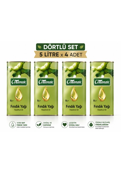 Çotanak Fındık Yağı 5 L X 4 Adet Teneke