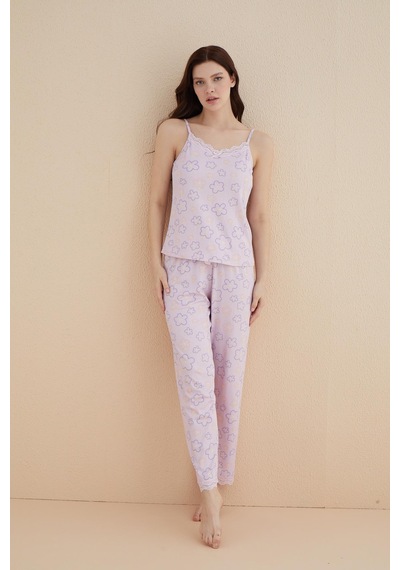 Pemilo Kadın 80115-51 İp Askılı Pijama Takımı Pembe