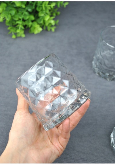 6 Parça Cam Meşrubat Ve Su Bardağı Seti 370 Ml Cam Kokteyl Bardak -elmas Şeffaf