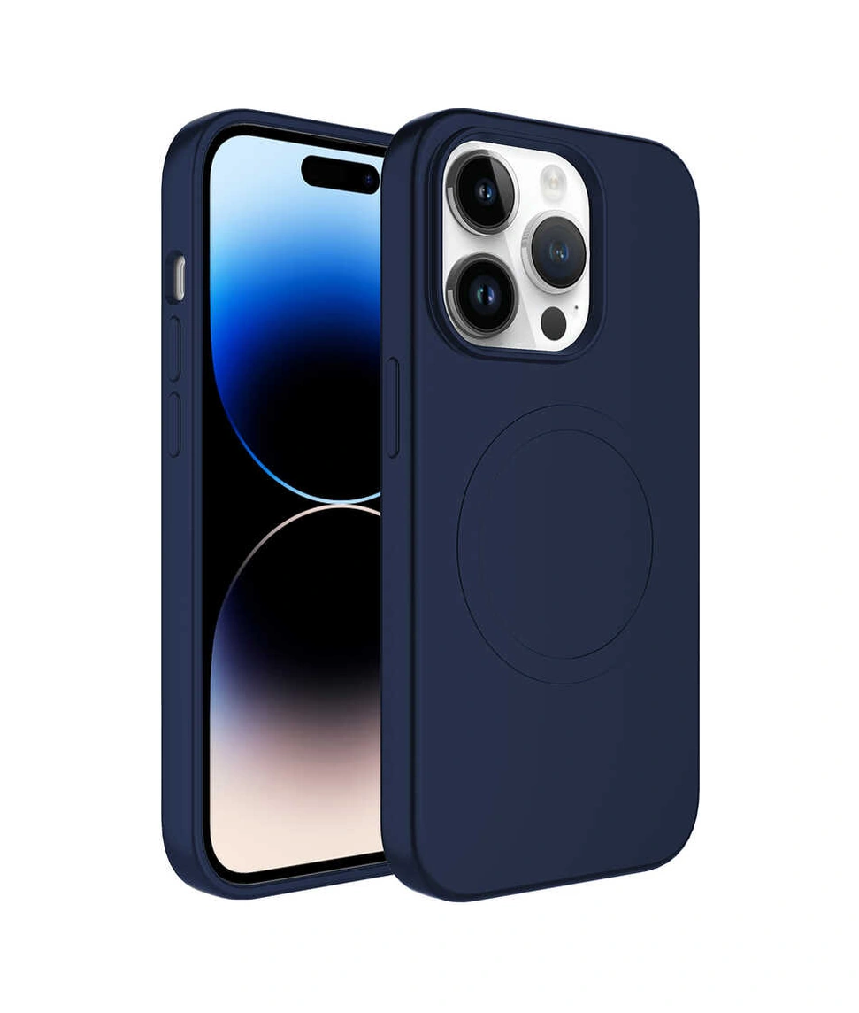 Apple Uyumlu iPhone 13 Pro Max Kılıf Magsafe Wireless Şarj Özellikli Pastel Renk Silikon Plas Kapak Lacivert
