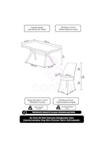 Canisa Prah Serisi 90x160 Lak Panel Antrasit Ironi Krom Ayak Masa Takımı 6 Siyah Sandalye Antrasit İroni Masa Siyah Sandalye Ayaklar Krom Canisa Prah Serisi 90x160 Lak Panel Antrasit Ironi Krom Ayak Masa Takımı 6 Siyah Sandalye Antrasit İroni Masa Siyah Sandalye Ayaklar Krom