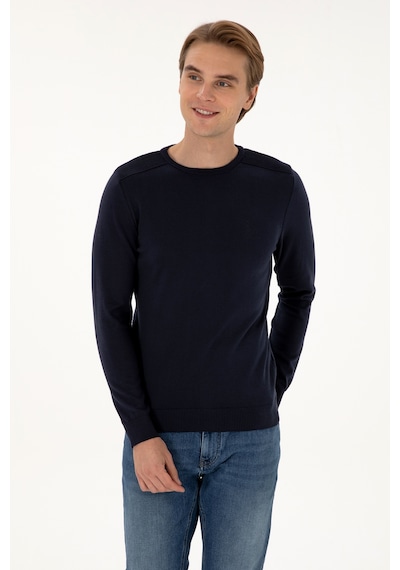 U.S. Polo Assn. Erkek Slim Fit Bisiklet Yaka Lacivert Basic Kazak 50307779-VR033